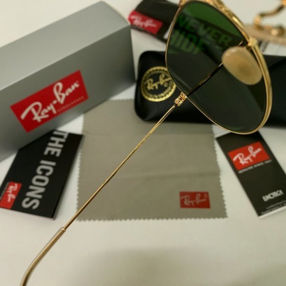RayBan RB3025 AVIATOR Gold Frame Sunglasses 58mm - Picture 2 of 11